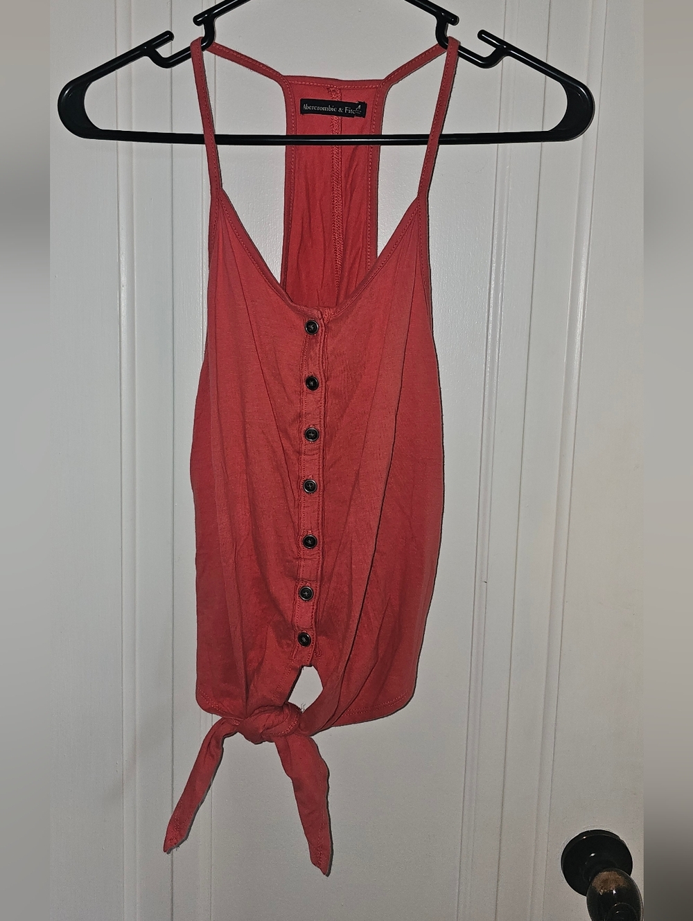 Abercrombie & Fitch Coral Henley Tie-Front Tank Top